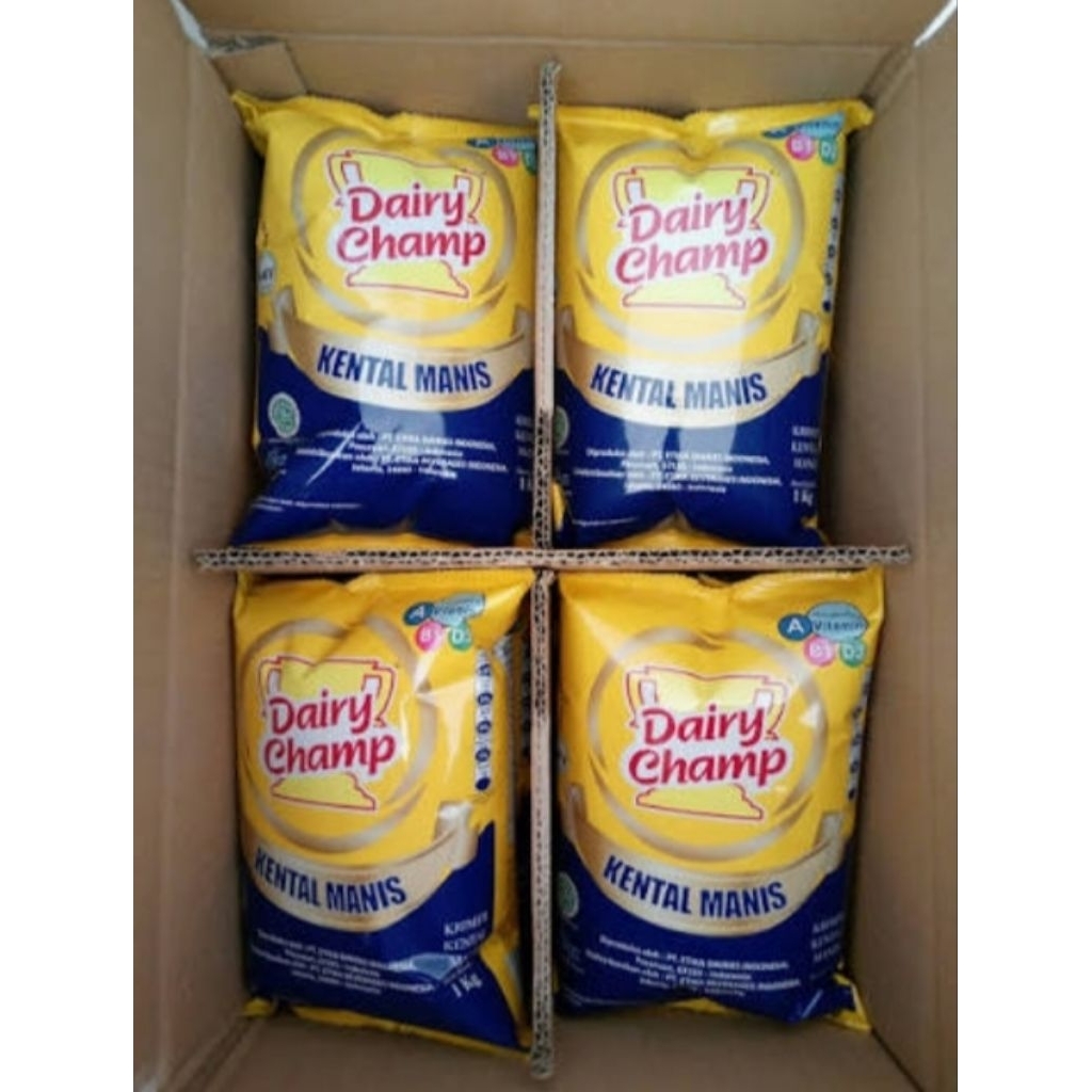 Susu Kental Manis Dairy Champ 1DUS isi 20pcs - Kental, Manis, Tekstur Halus