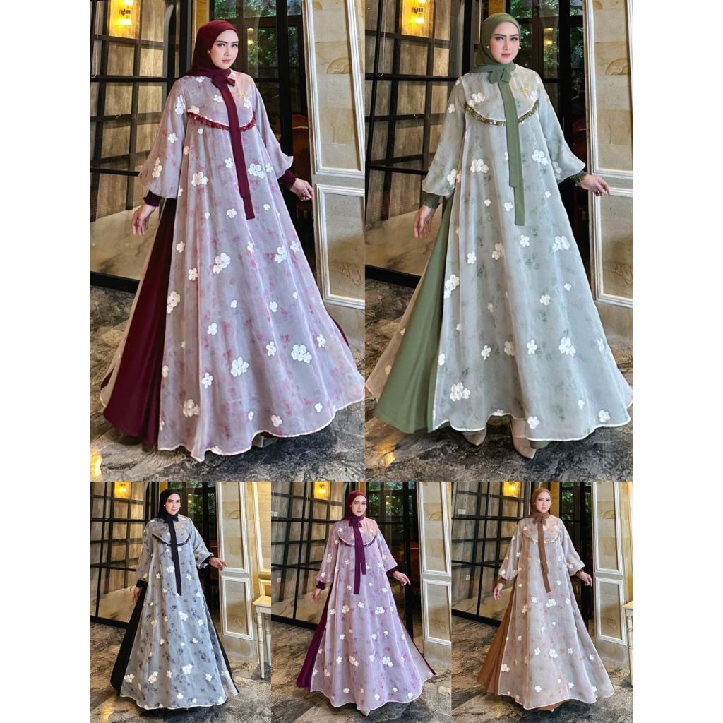 [TERLARIS] GAMIS ZOYA 2IN1 SET HIJAB DRESS ORI NINONA /COD/TERBESTSELLER