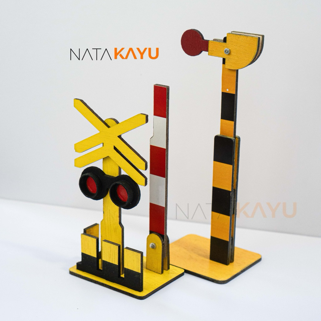 Palang pintu kereta api / Sinyal satu lengan kereta / Paket bundling palang dan sinyal kereta