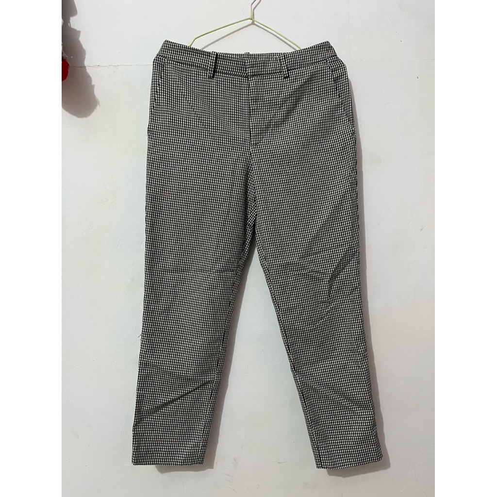 Uniqlo Men's Ankle Pants Black White Gingham