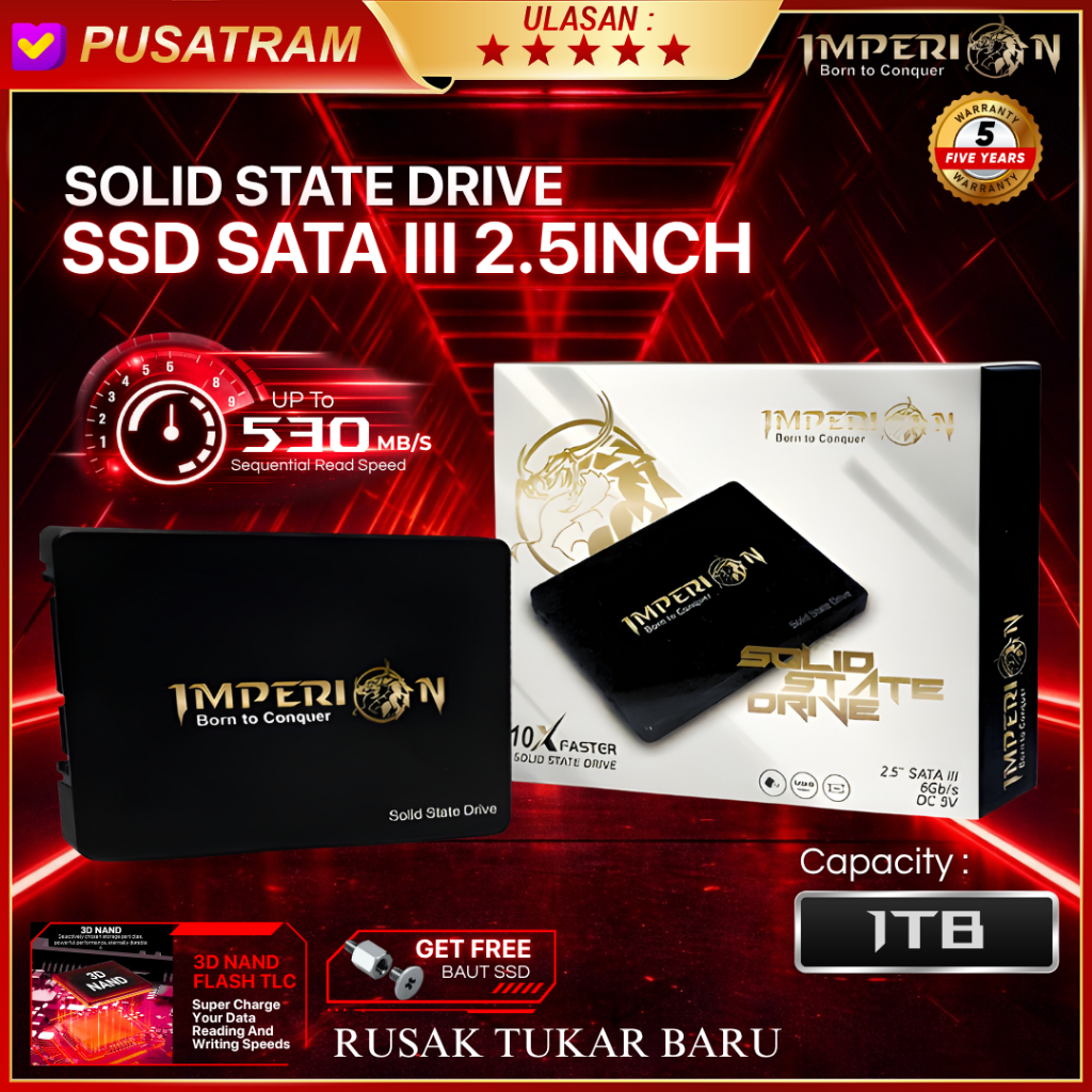 SSD IMPERION 1TB SATA III 2.5" 6GB/S SSD SATA 3 Garansi Resmi 3D NAND Flash HIGH SPEED SSD LAPTOP / 