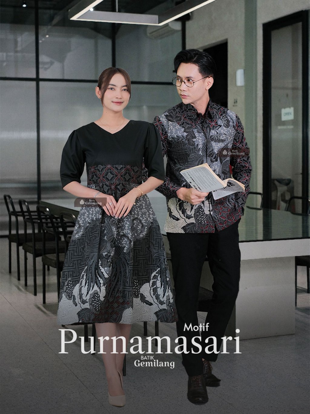 Motif Purnamasari - Batik Couple Elegan Wanita Natal Kemeja Dress Premium Pria Kekinian | Couple Nat