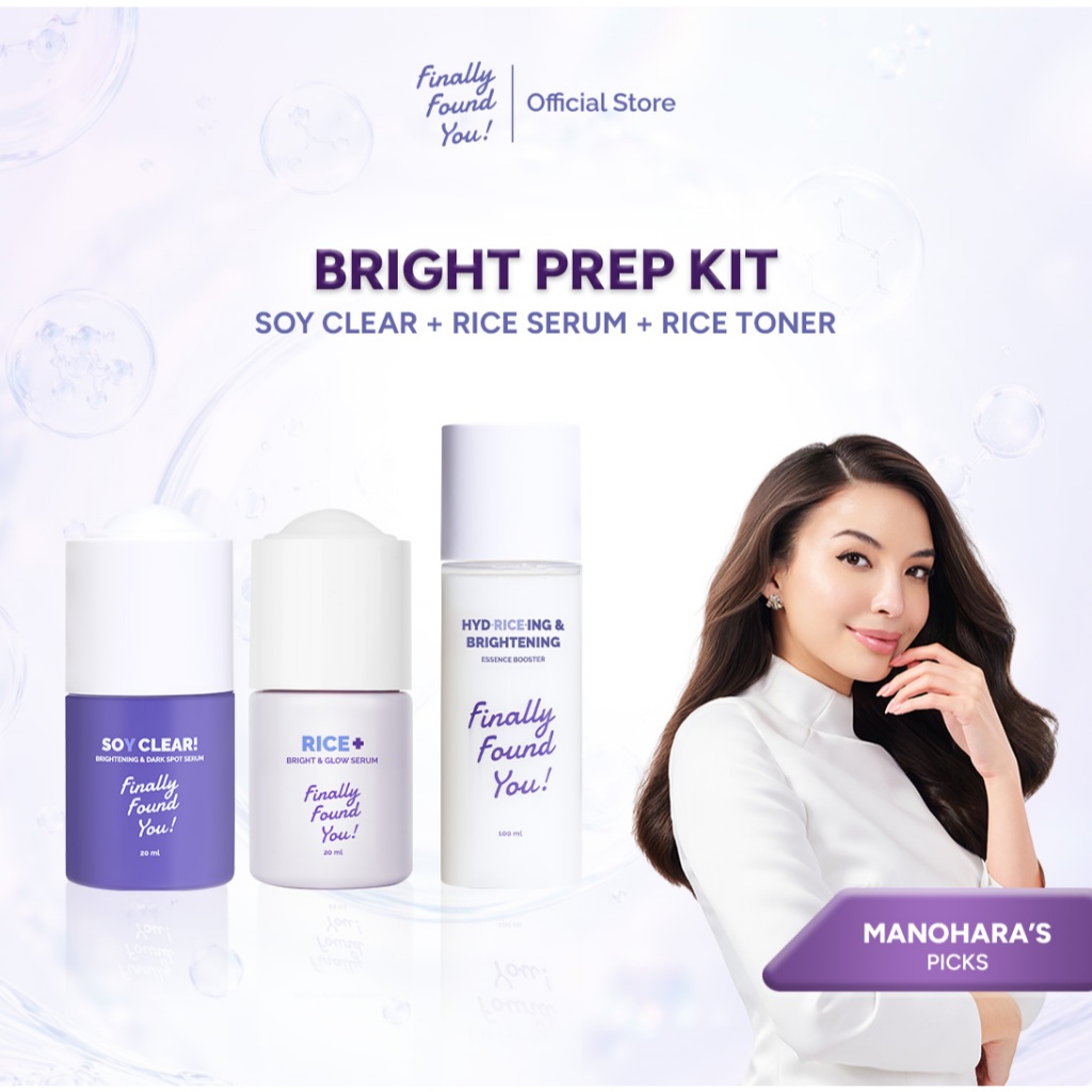 [Manohara's Pick] Bright Prep Kit FREE Rice Toner 100mL: RICE+ BRIGHT & GLOW SERUM & SOY CLEAR Brigh
