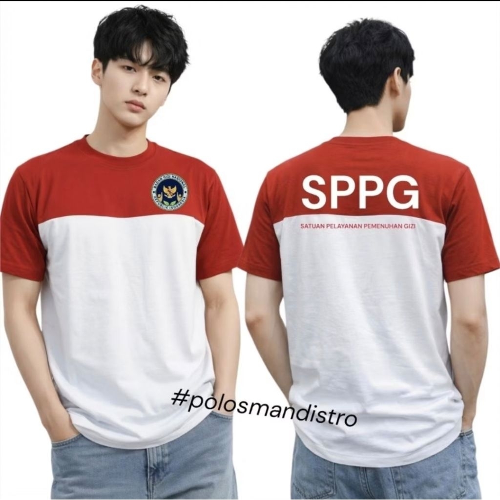 KAOS MERAHPUTIH MBG SPPG SATUAN PELAYANAN PEMENUHAN GIZI BAJU SERAGAM MBG