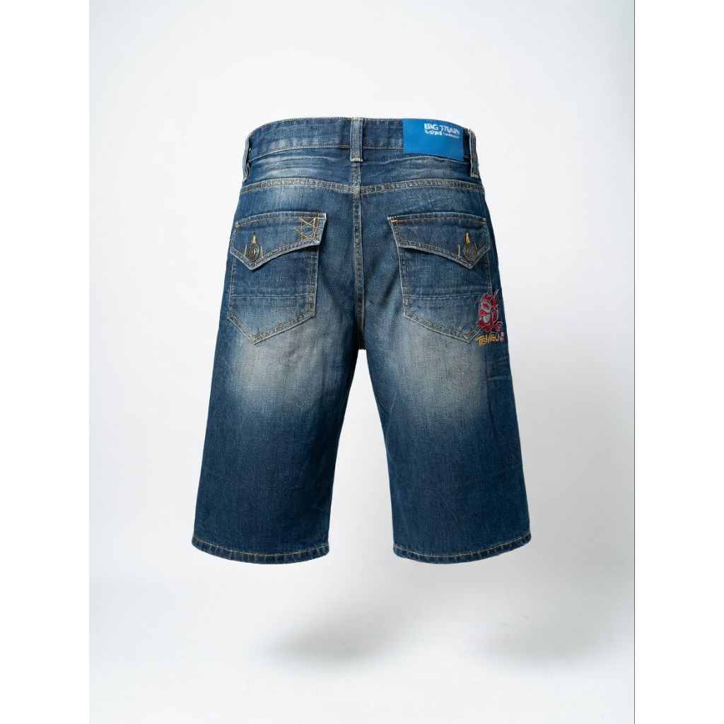 Shortpants Celana Pendek Jeans Fading Selvedge Bigtrain Small Logo Tengu Back Pocket  Y2K Rare Item 