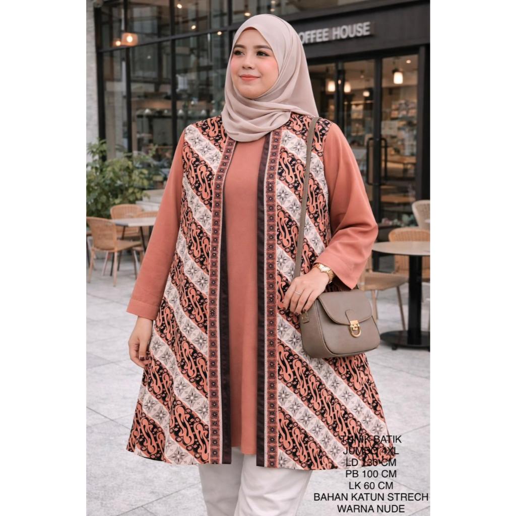 Tunik Batik Jumbo Ld 130 Cm Model Kekinian - Naila Tunik