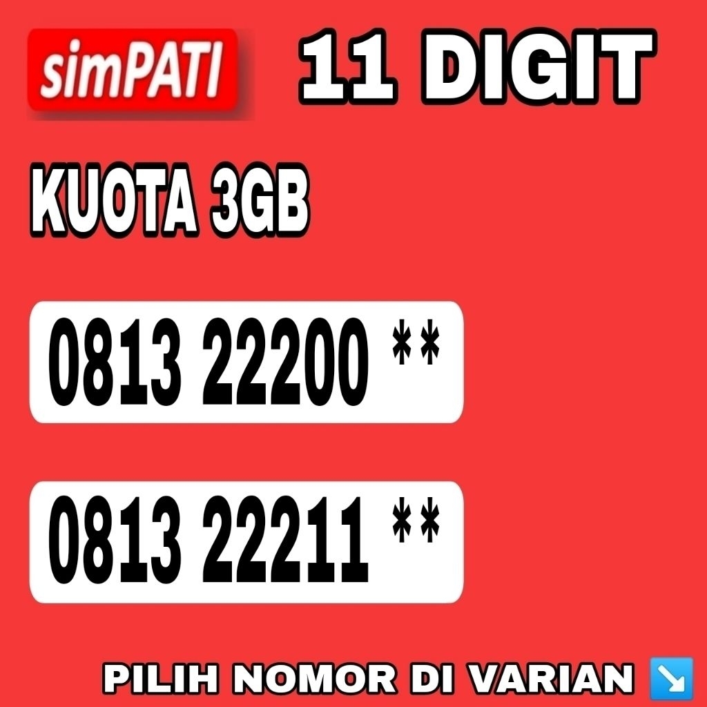 nomor cantik kartu perdana simpati 11 digit 0813 22200 21