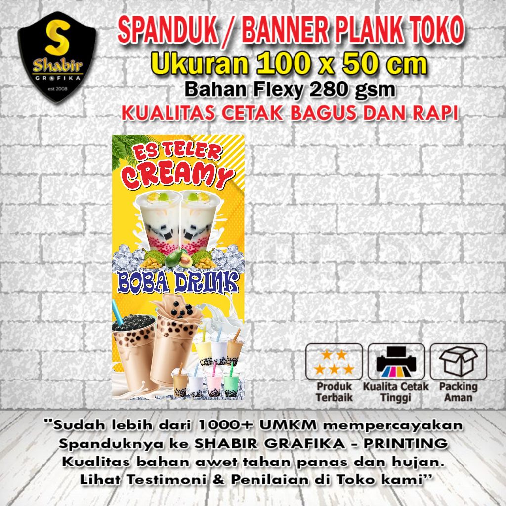 CETAK SPANDUK BOBA, MINUMAN KEKINIAN, CAPPUCINO