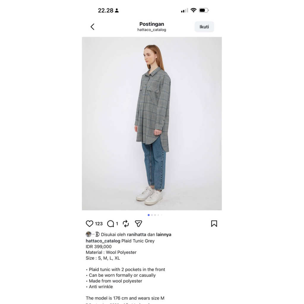 Preloved set plaid tunik by hattaco