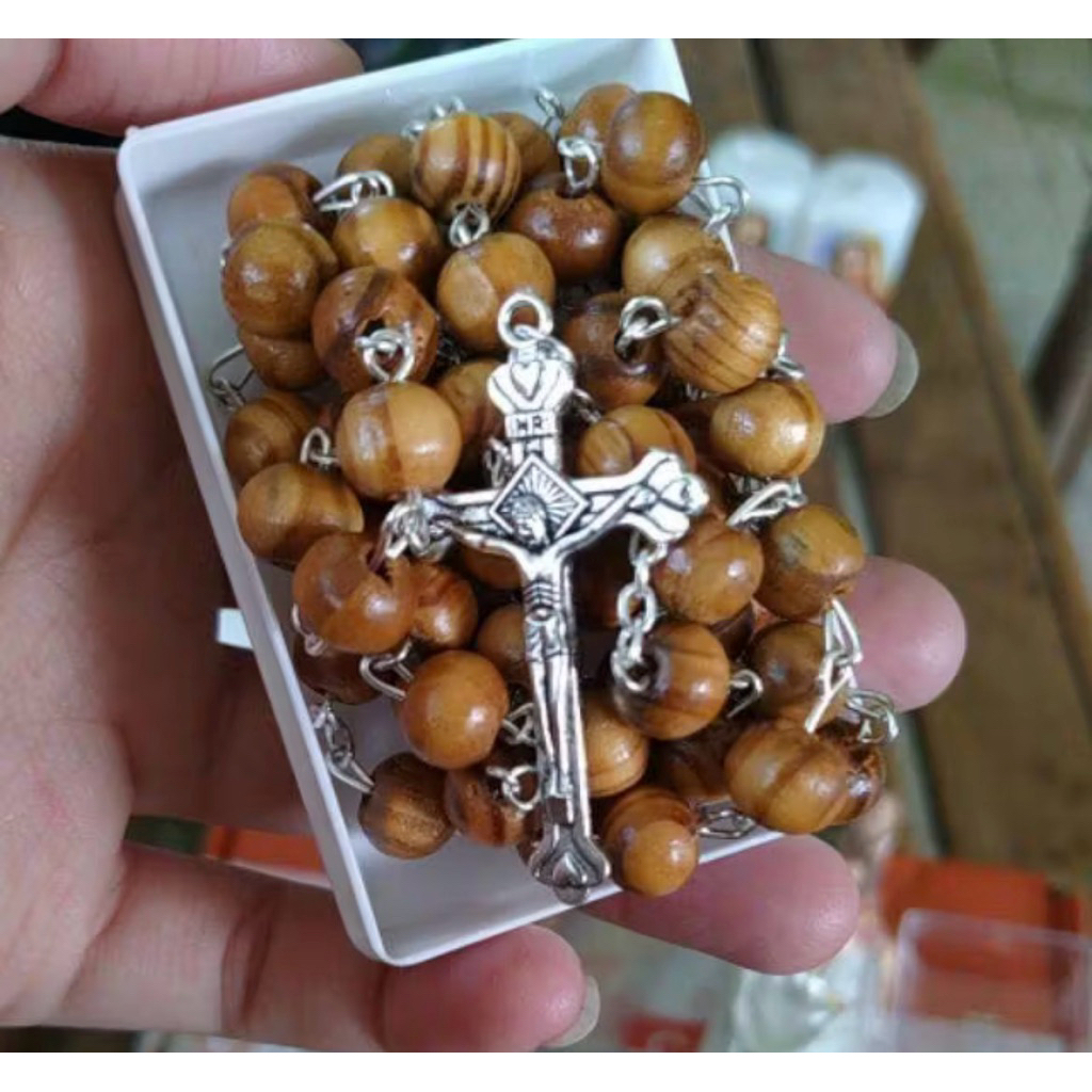 Rosario Asli Jerusalem Kayu 8 mm Diberkati