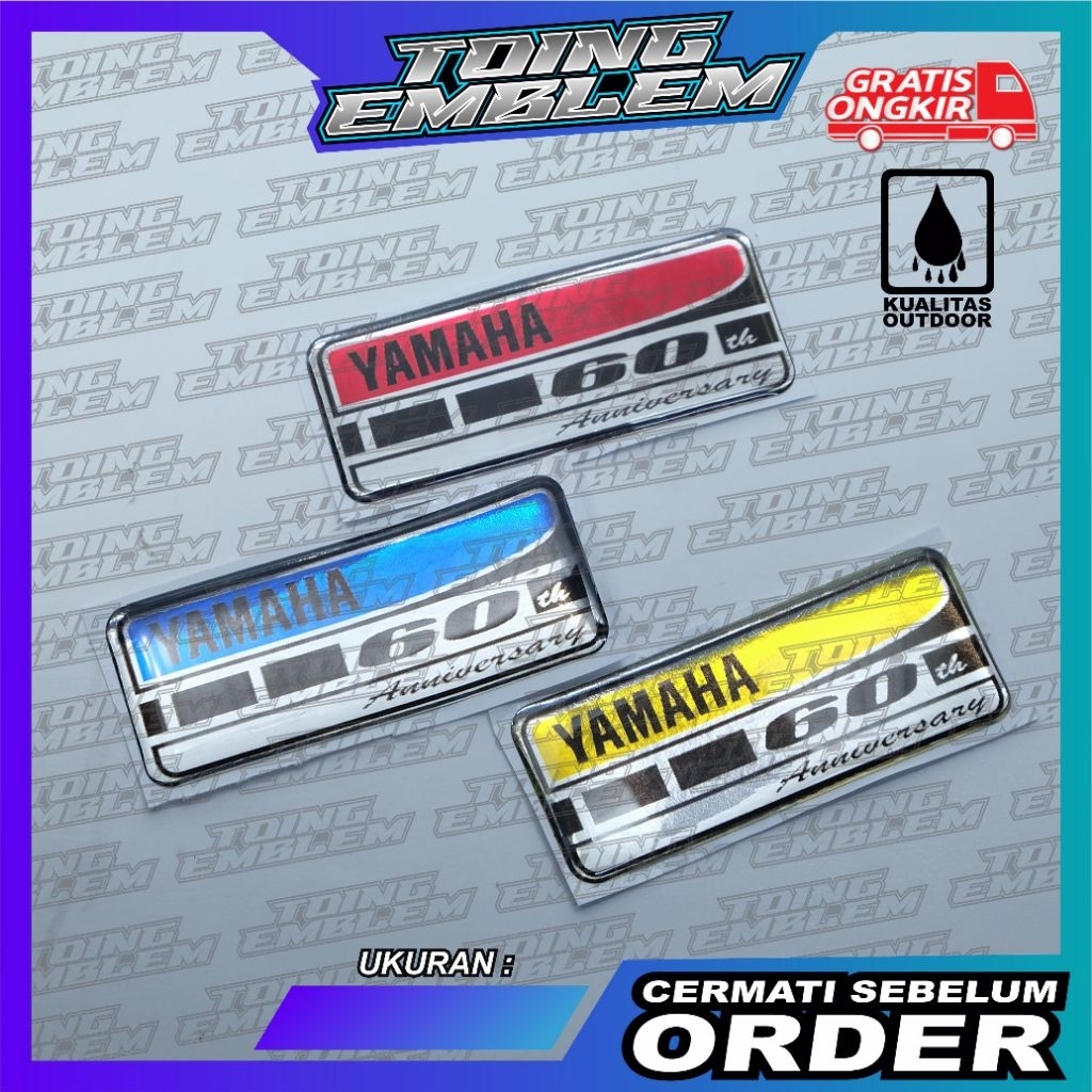 emblem timbul 60th anniversary yamaha / emblem yamaha 60th anniversary - Kuning