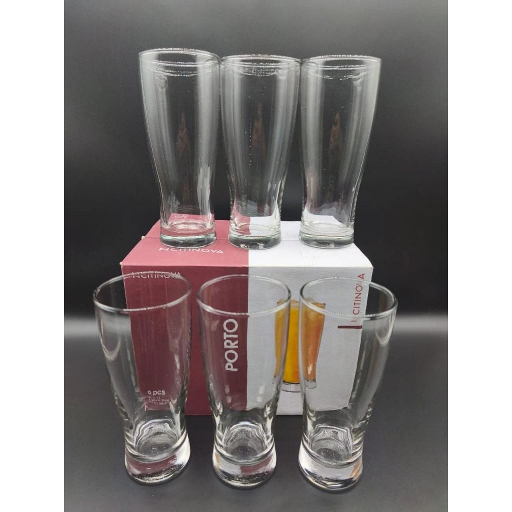 Gelas porto tinggi tebal kemasan 6pcs/gelas jus/gelas porto citinova kaca tinggi tebal 1 set ini 6pc