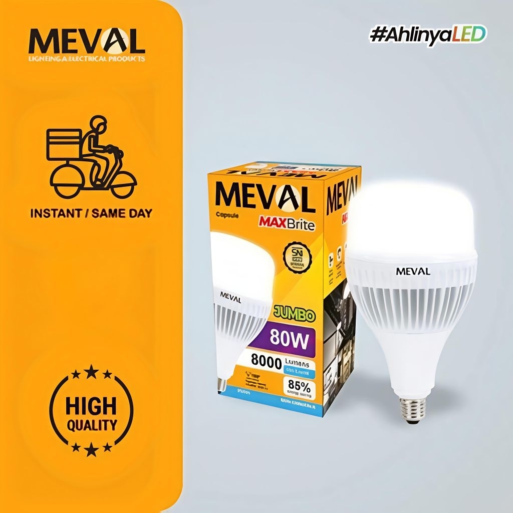 Lampu LED Meval Maxbrite Capsule Jumbo 80W/100W | Bohlam LED Terang Hemat Listrik