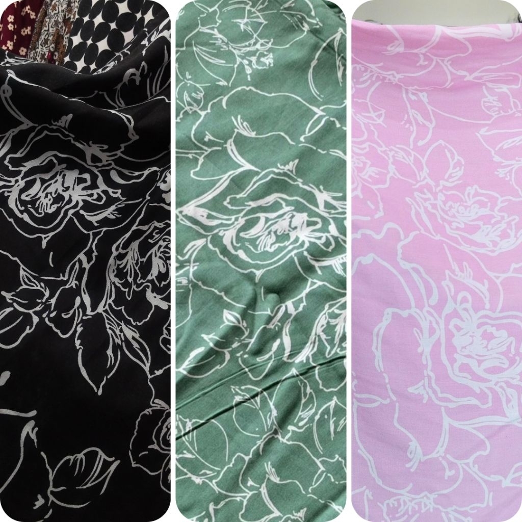 kain rayon motif bunga besar motif bestseller rayon viscose/rayon premium
