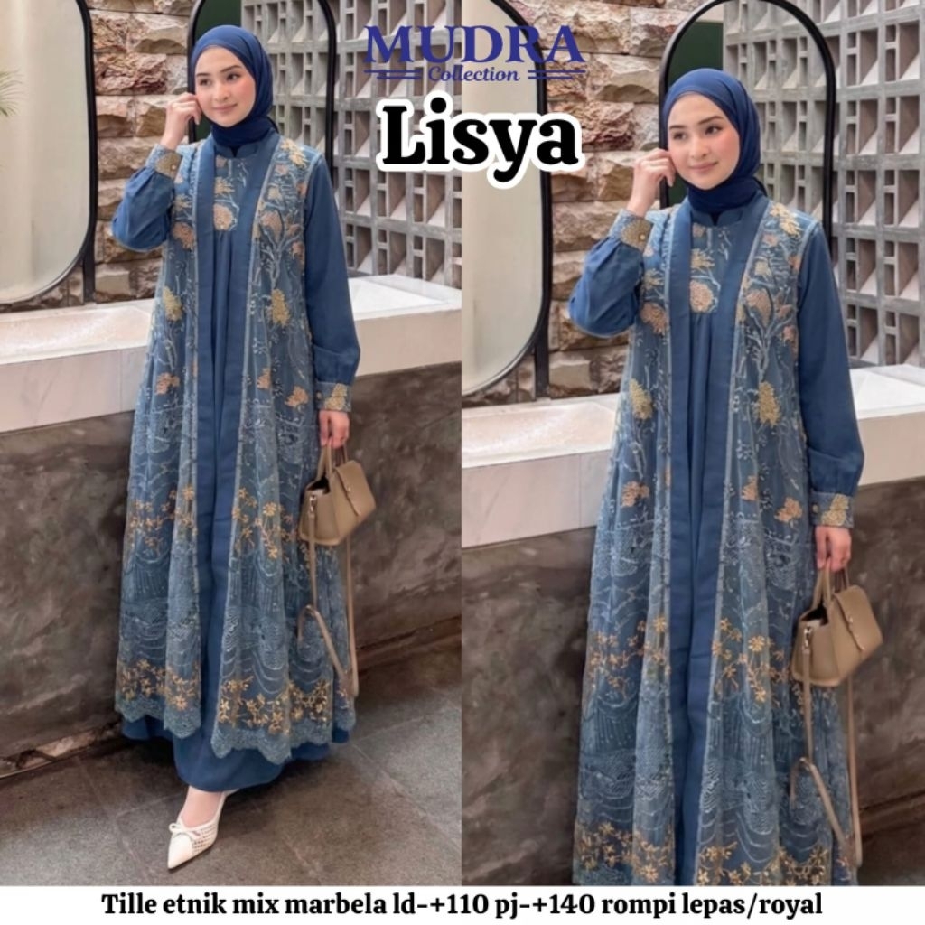 Lisya Dress by Mudra - dress tile etnik mix marbela  - gamis wanita model terbaru kekinian - dress b