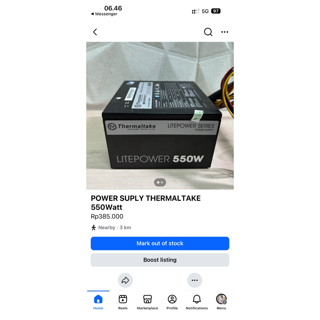 PSU THERMALTAKE 550 WATT NORMAL JAYA