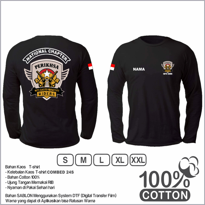 Kaos Lengan Panjang PERIKHSA Unisex Pasukan Elite Indonesia - Nyaman Dipakai/ bAJU CUSTOM national c
