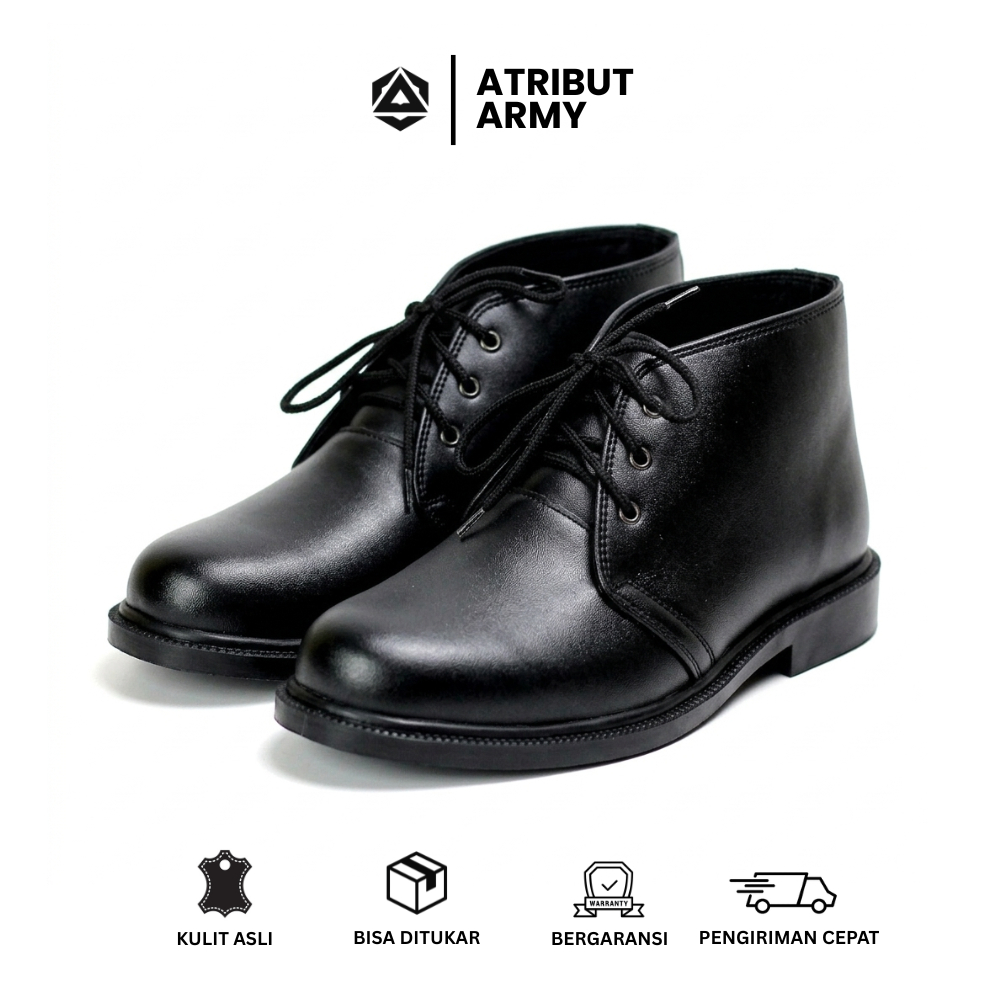 Sepatu Dinas PDH Kulit Asli 03 Lubang Tali 3 Kantoran Satpam Security Sepatu Sekolah Paskibraka Pria