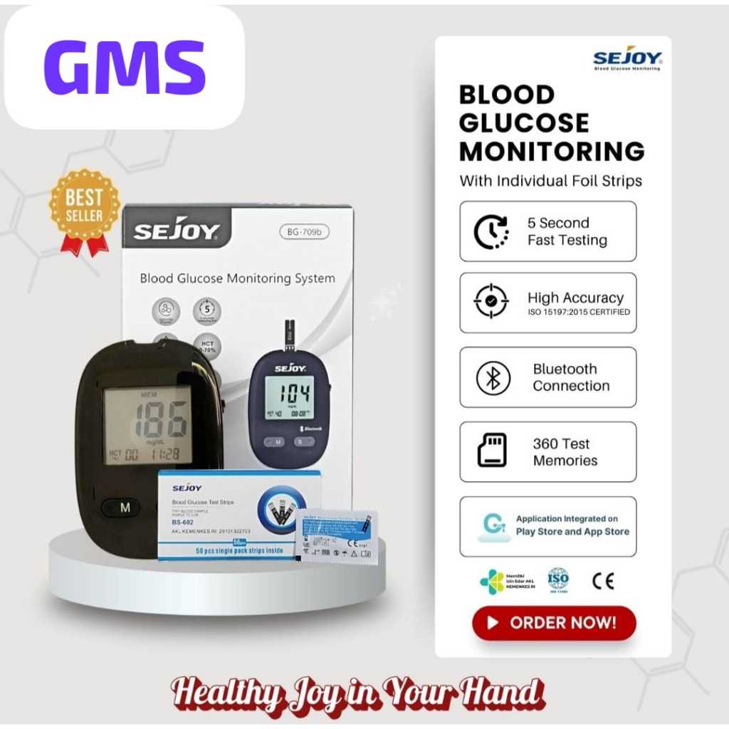 Sejoy Alat Glucose dan strip 50 tes | Alat cek glucosa dalam darah