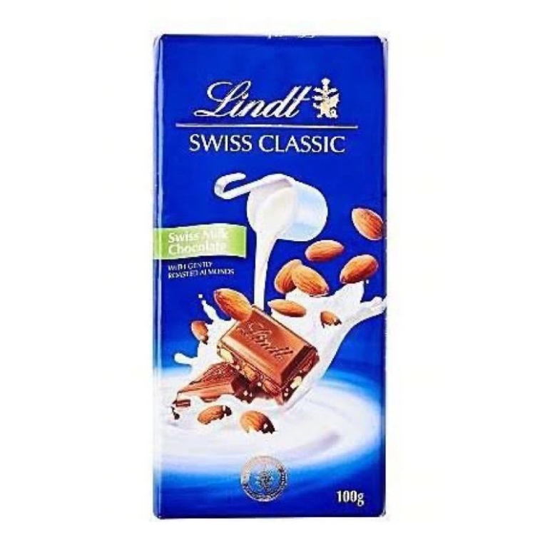 Lindt Swiss Milk Chocolate With Gently Roasted Almond 100 Gram