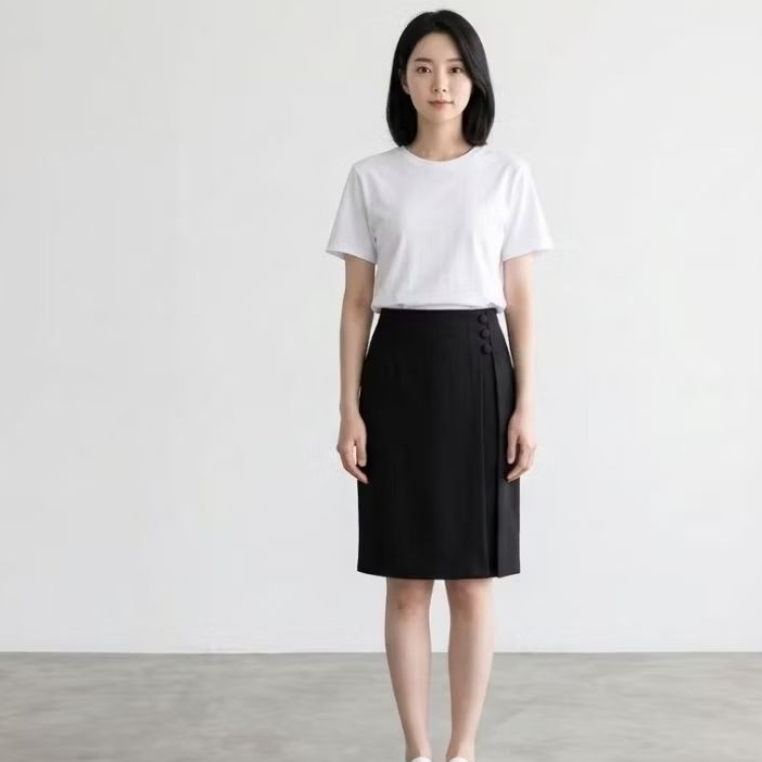 Rok span dengan kancing samping