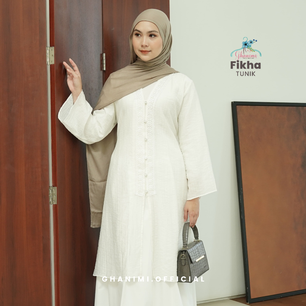 Ghanimi – Fikha Tunik / Tunik Muslimah Elegan / Atasan Panjang Wanita / Outfit Kondangan Kekinian  /