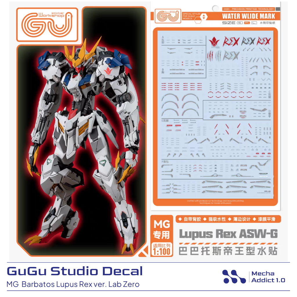 Water Slide Decal MG Barbatos Lupus Rex Labzero Ver / Wolf king Model by Gugu