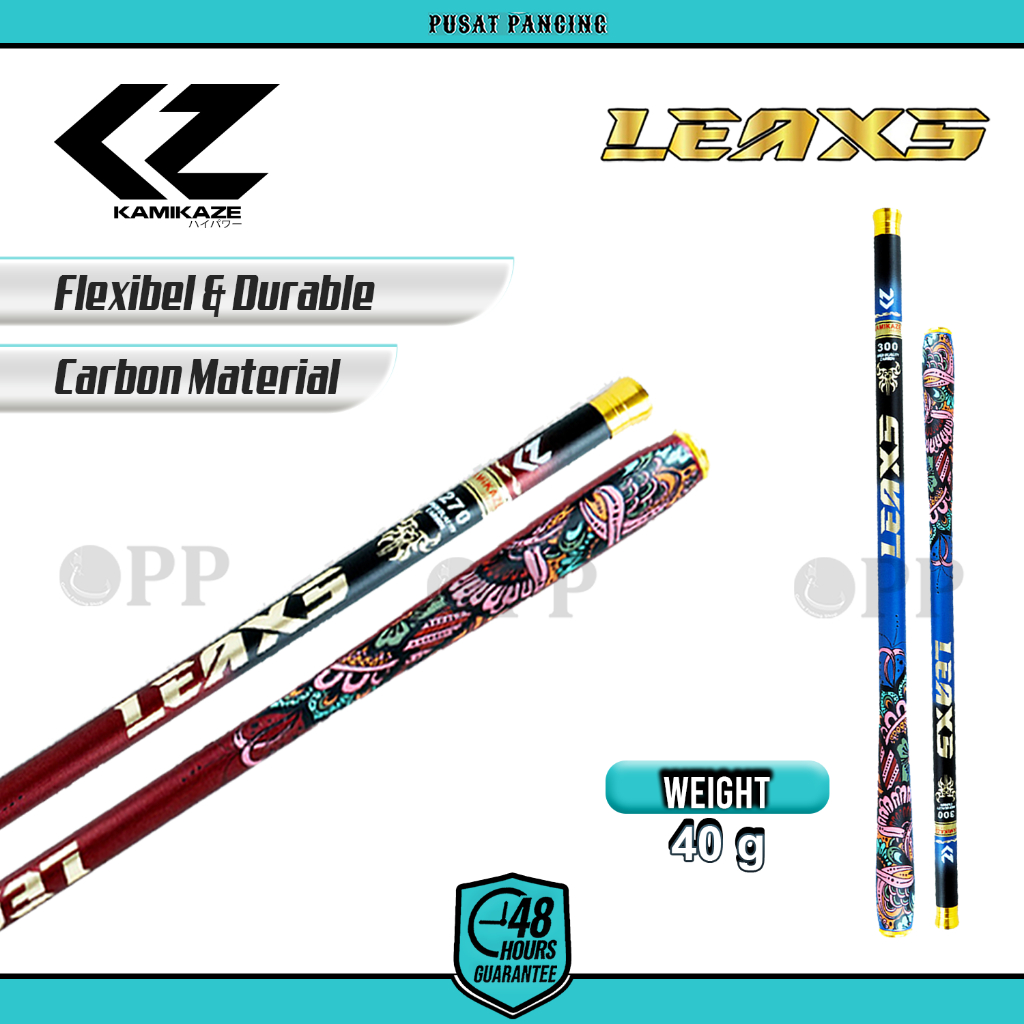 KAMIKAZE Joran Pancing Tegek LEAX 180cm - 450cm Hi-Carbon Blank Compact Size Kuat dan Ringan Joran P