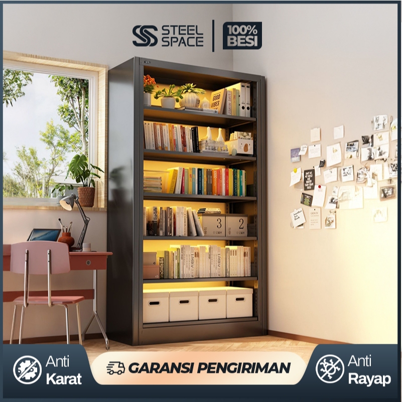 Rak Buku Susun Serbaguna Besi 5 - 7 Layer Rak Buku Dinding Besi Minimalis Rak Serbaguna
