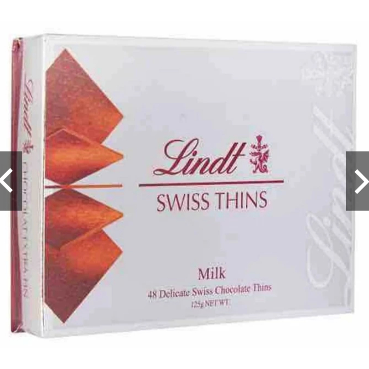 Lindt Swiss Thins Milk 48 Delicate Swiss Chocolate Thins