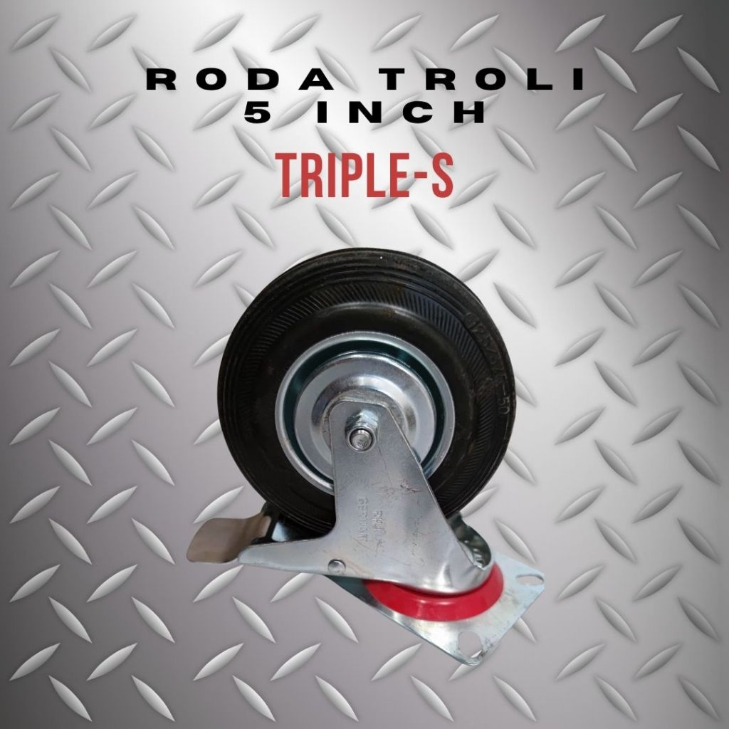TRIPLE-S Roda Troli 5 inch Roda Karet 5 inch Roda Etalase 5 inch Roda Troli