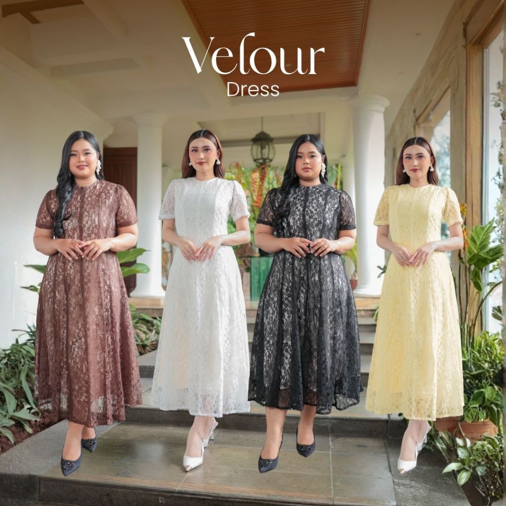 Miss Nomi Velour Dress Brukat A Line Pesta Kondangan Wisuda Bahan Nyaman Size Jumbo