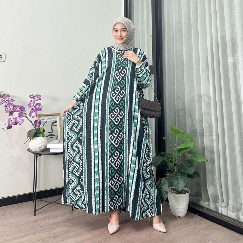 Gamis Kaftan Rayon Busui Motif Songket Gamis Kaftan Rayon Jumbo