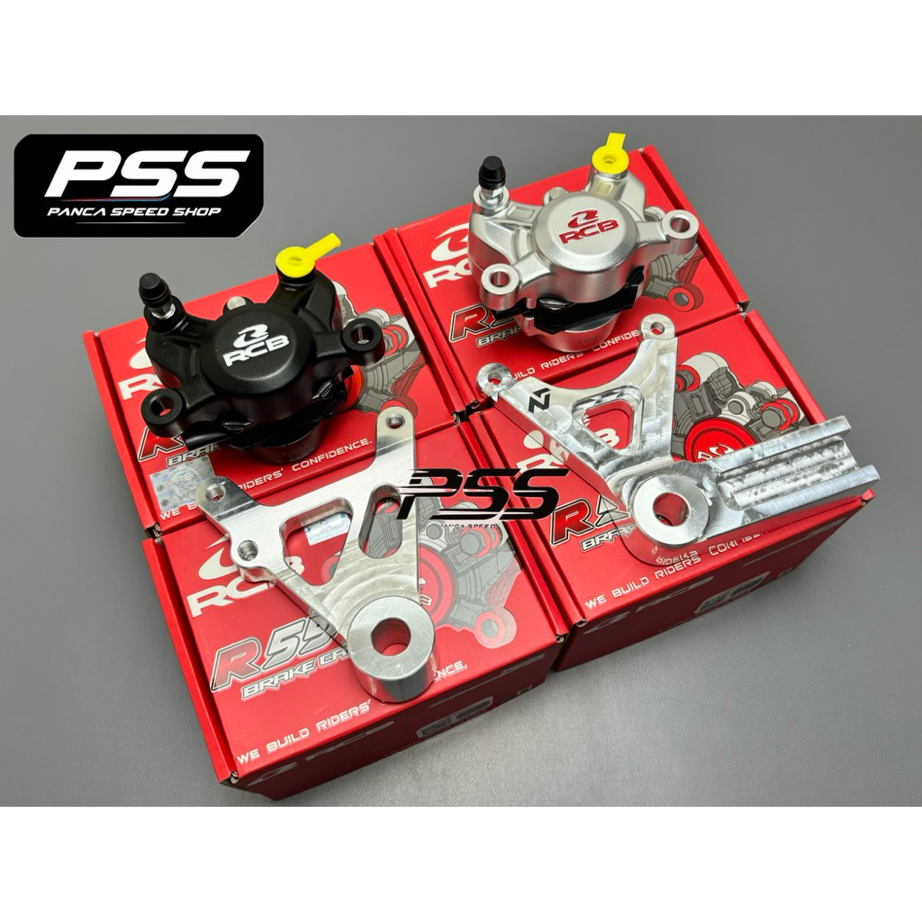 KALIPER BELAKANG RCB R55 2 PISTON NINJA RR OLD NINJA RR NEW NINJA R NINJA SS NINJA SSR SET BREKET AL