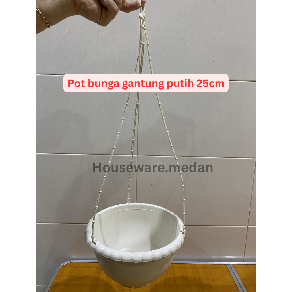 POT BUNGA GANTUNG PUTIH 25CM 2PCS & 6 PCS