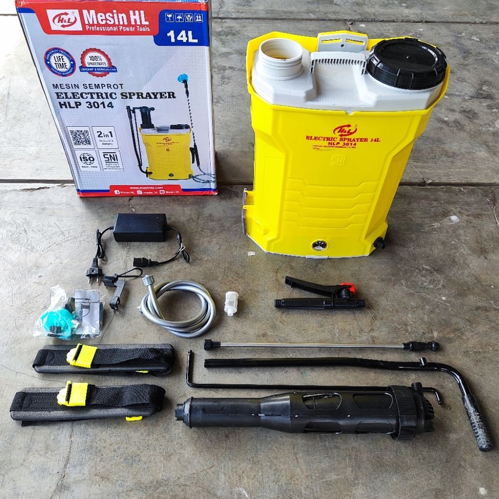 Sprayer H&L HLP 3014 Tangki Alat Semprot Obat Hama Manual Elektrik Cas Charger Battery 2 in 1