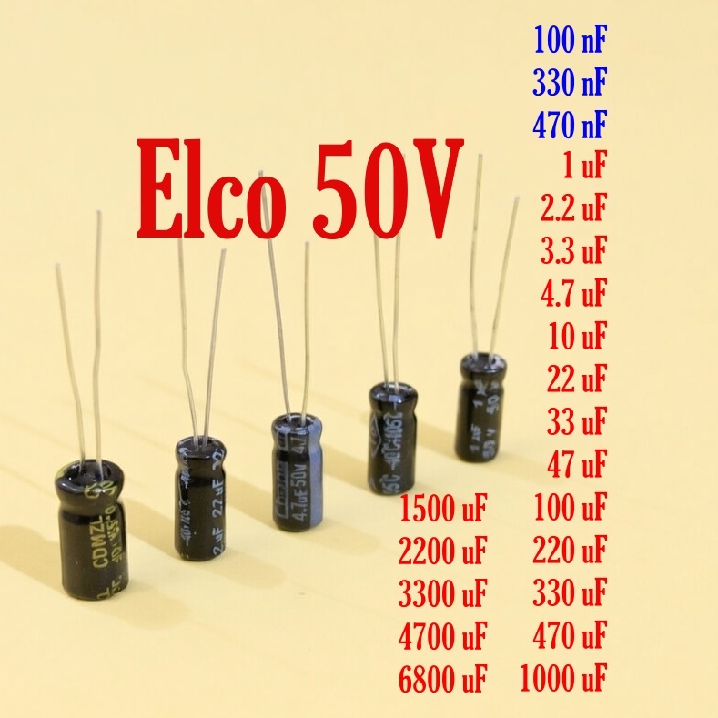 2-40Pcs kapasitor elco 50 volt 100 330 470 nF 1 2.2 3.3 4.7 uF 10 22 33 47 100 220 330 470 1000 1500