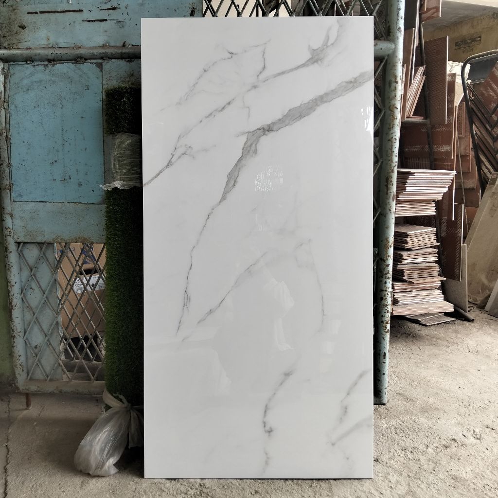Granit 60x120 putih carara (glossy-kilap) / granit marmer/ granit dinding/ granit top table/ granit 