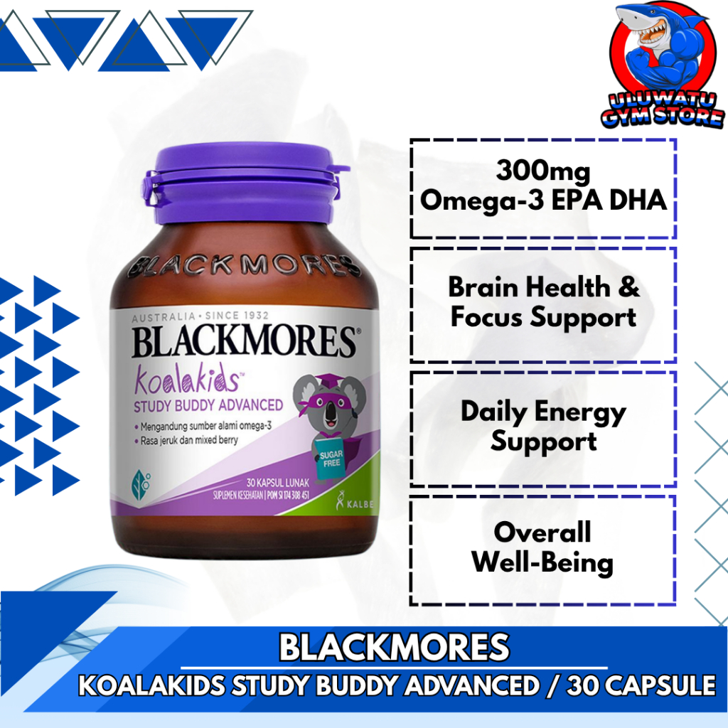 BLACKMORES KOALAKIDS Study Buddy Advanced 30 Kapsul - Omega 3 DHA Suplemen Otak Konsentrasi Anak
