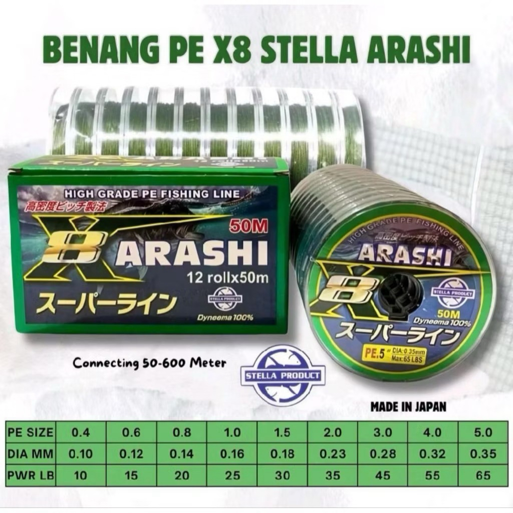 SENAR PE STELLA ARASHI X8...JAPAN QUALITY