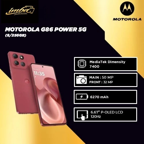 MOTOROLA G86 Power 5G 8/256GB - Dimensity7400 - 6720mAh - 6.67" pOLED 1.5K 120Hz - MIL810H IP68/69 G