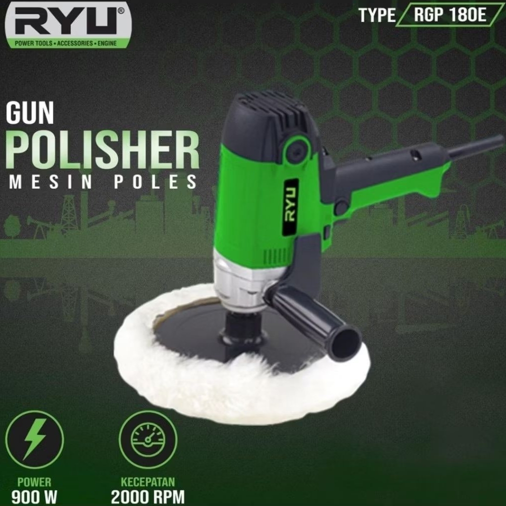 RYU RGP180E MESIN POLES MOBIL KACA - RGP180 E GUN POLISHER 900W