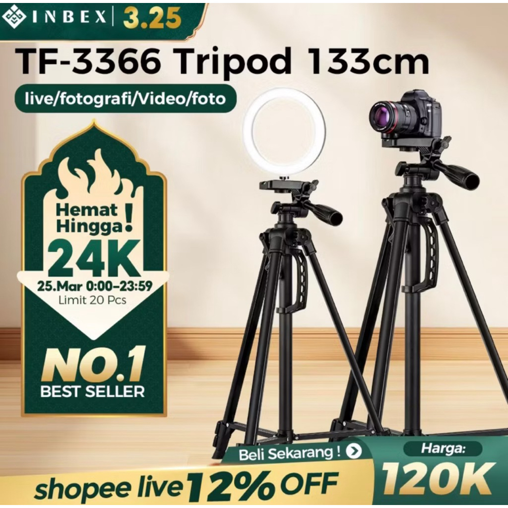 Tripod kamera inbex dan Hp Tinggi 133 Cm Original New 100%