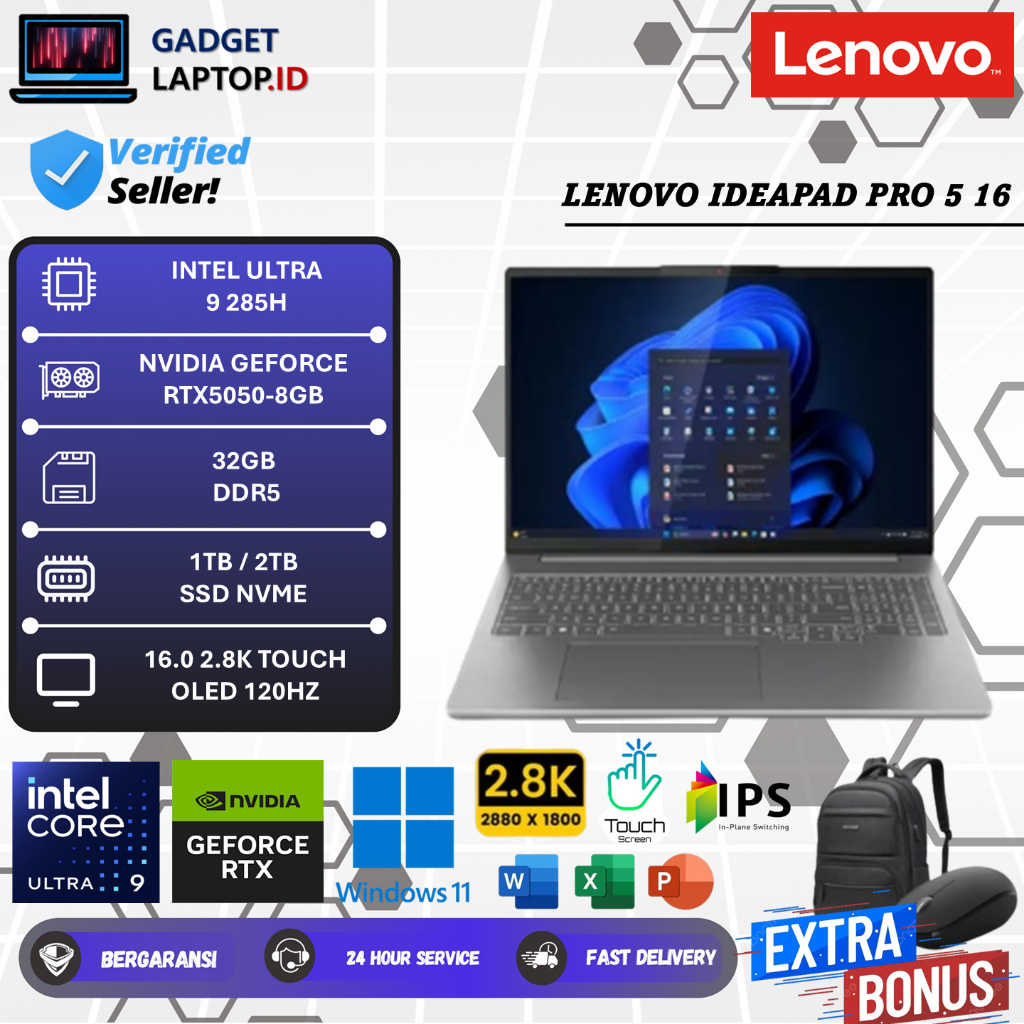 Laptop Lenovo IdeaPad Pro 5 16IAH10 Intel Ultra 9 285H 32GB DDR5 2TB RTX5050 2.8K OLED Touchscreen