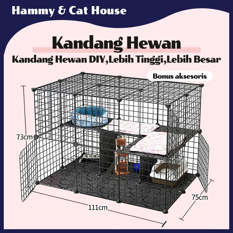 1 Set Kandang Kucing besar Kandang Hamster Pagar Kucing Anjing Pet Cage Pagar Besi DIY Kandang kelin