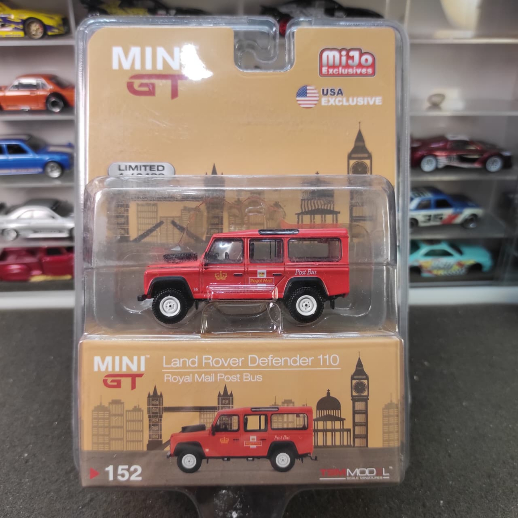 Mini GT #152 Land Rover Defender 110 UK Royal Mail Post Bus MIJO