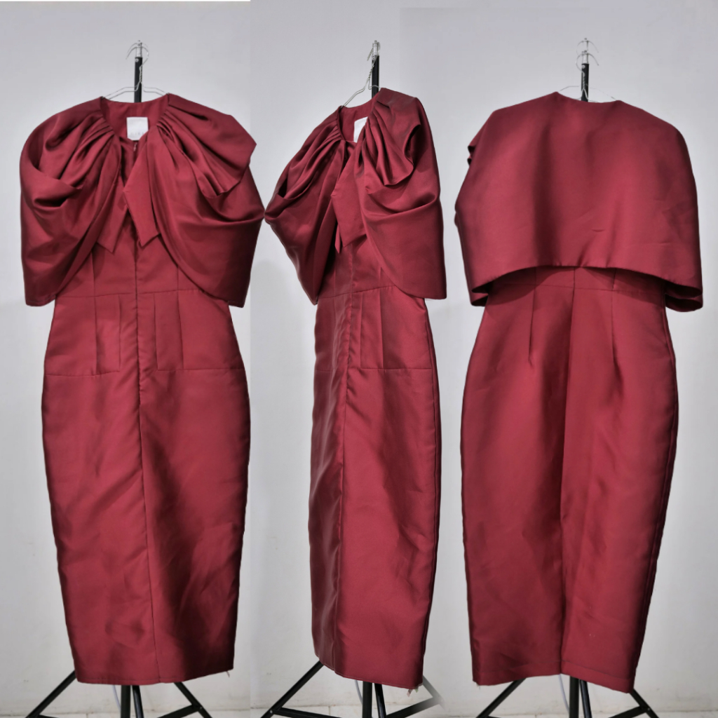 Preloved Long Gaun Pesta Maroon CIEL Wanita Party Dress Like New