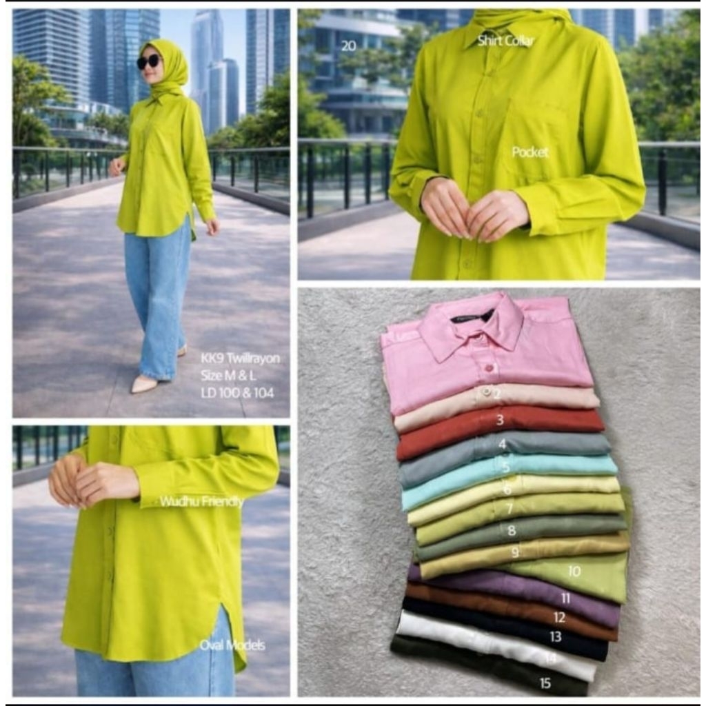 KEMEJA WANITA RAYON TWILL PREMIUM