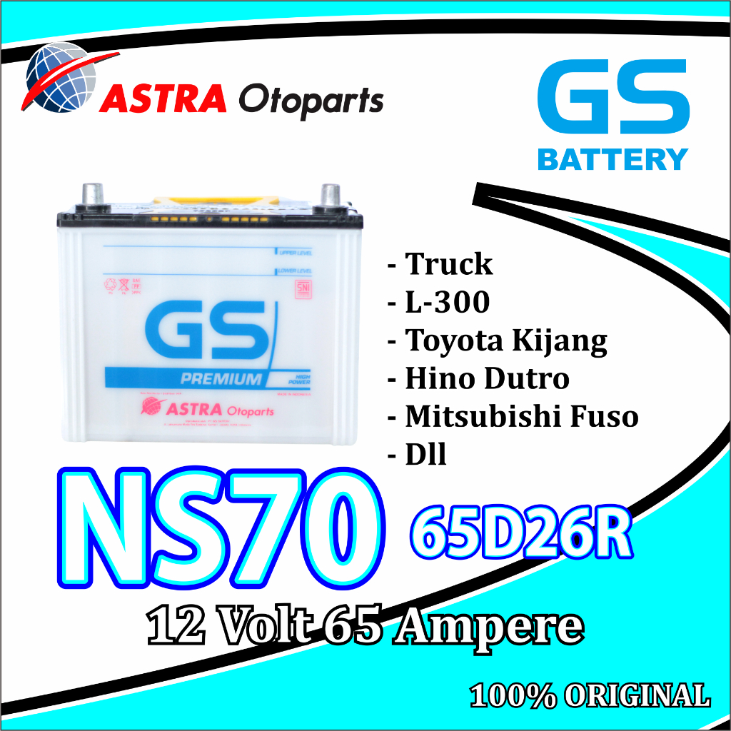 GS Premium NS70 (65D26R) 12V 65Ah Original - Aki Truck, L300