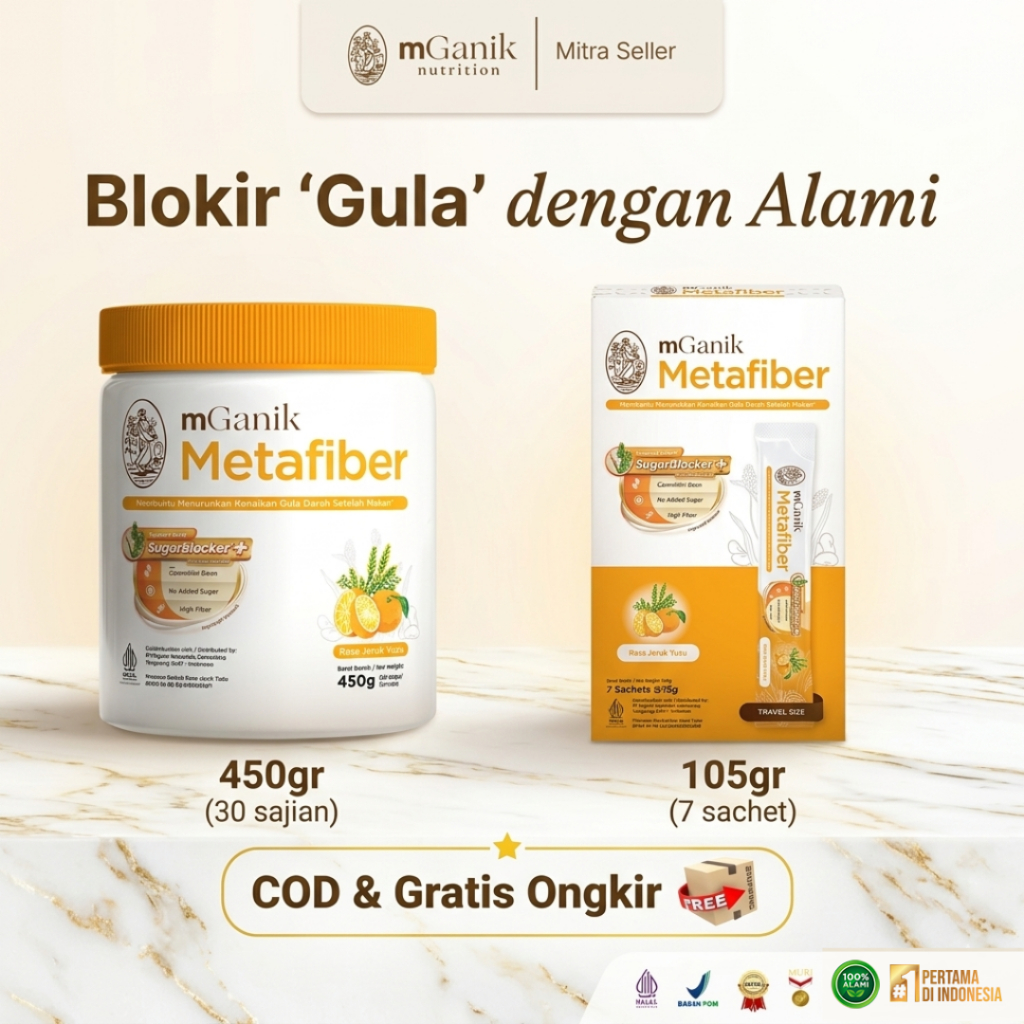 mGanik Metafiber Minuman Serat Alami Diabetes Solusi Gula Darah BPOM 450gr Makassar